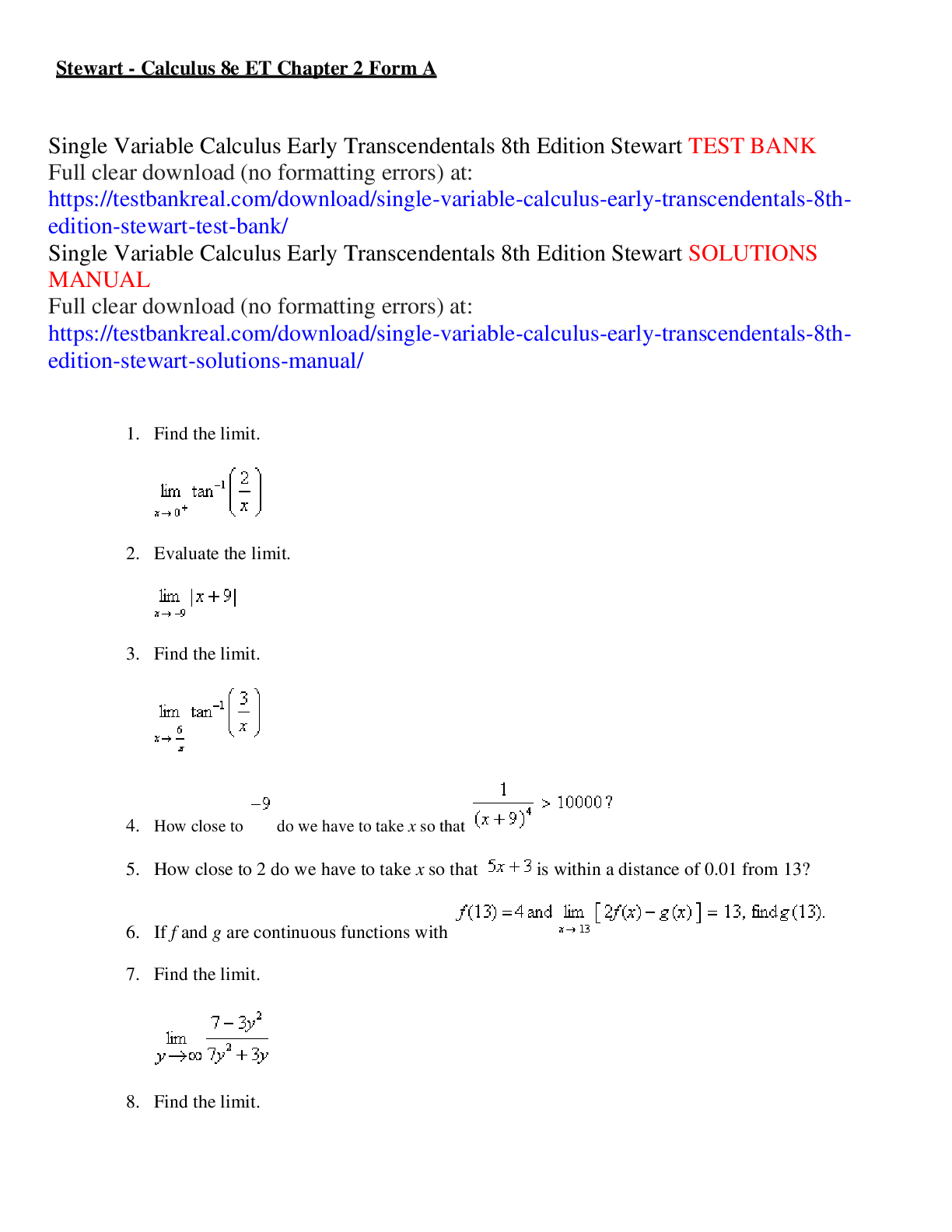 Preview image for Math Test Bank